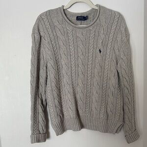 Polo by Ralph Lauren Light Gray Cable Knit Sweater